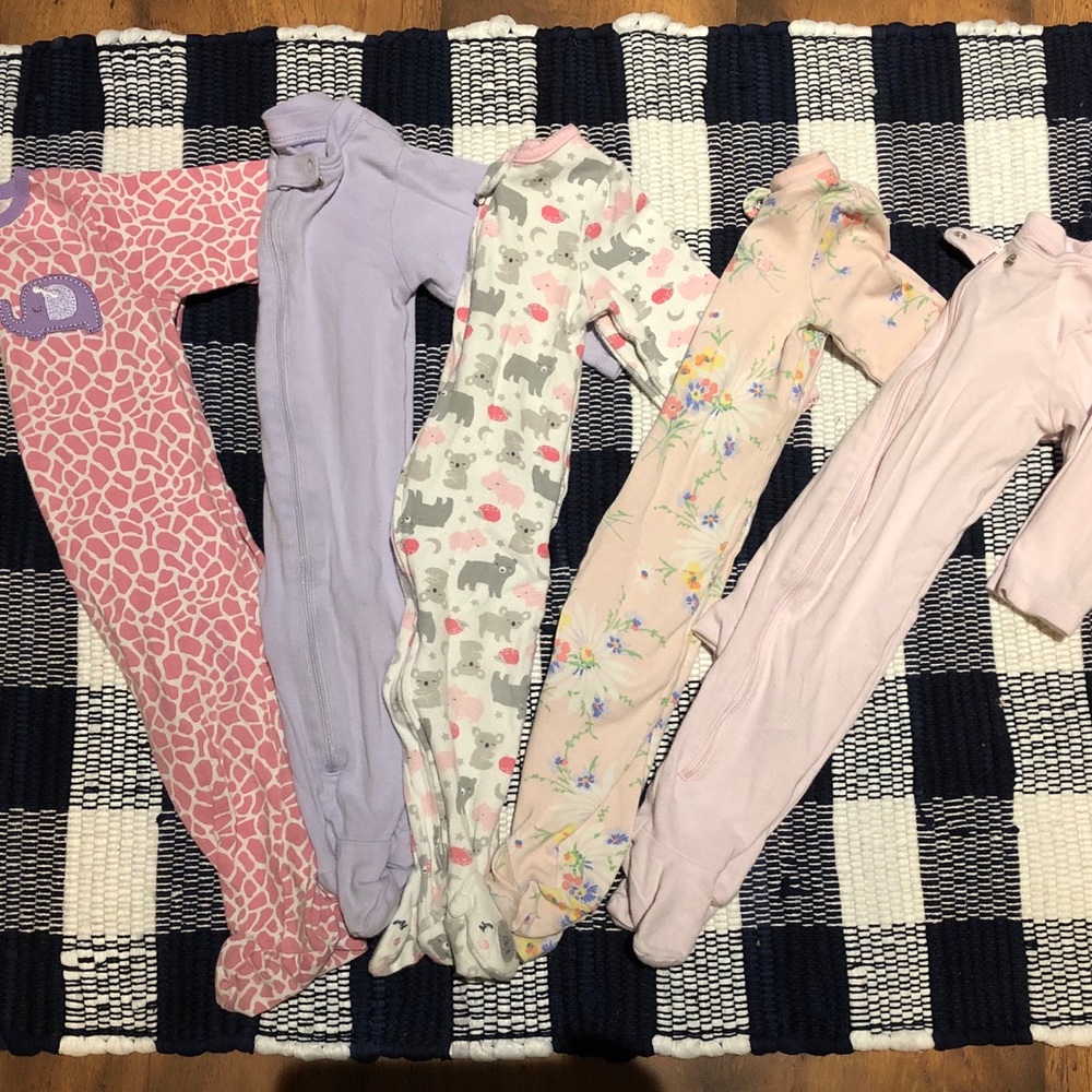 Set of 5 - 3-6 Month Footie Pajamas
